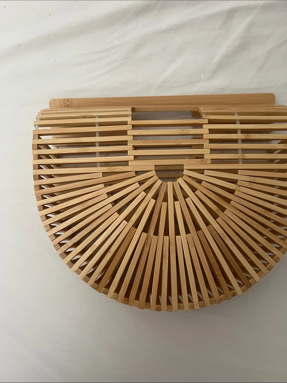 Natural Bamboo Half-Moon Accent Clutch - Natural